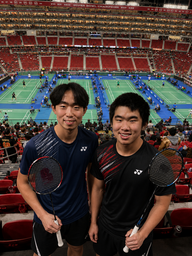 Daniel and Sean playing badminton together